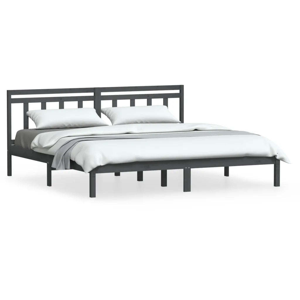 Giroletto-Struttura Letto Grigio in Legno Massello di Pino 200x200 cm 530682