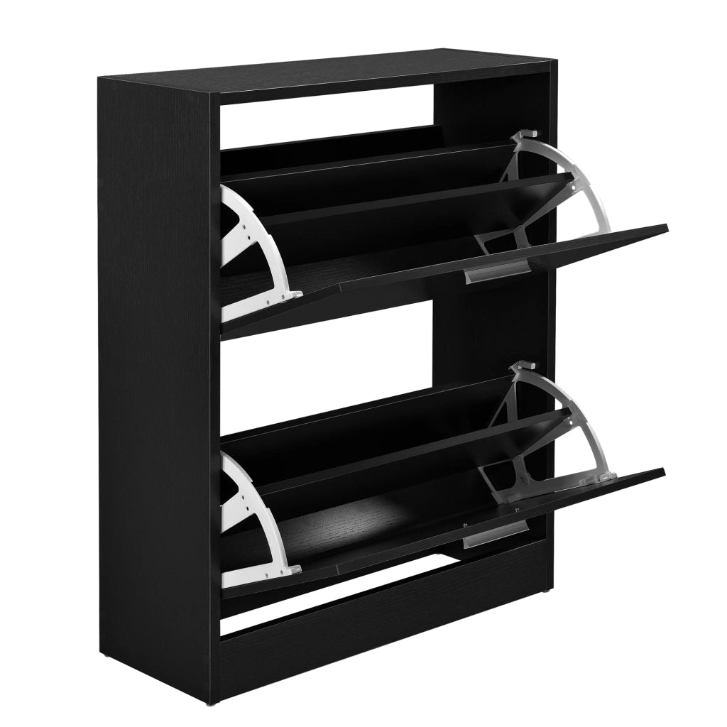 Scarpiera/mobile contenitore con 2 scomparti pannello di particelle 63 x 24 x 81 cm nero 03_0005171
