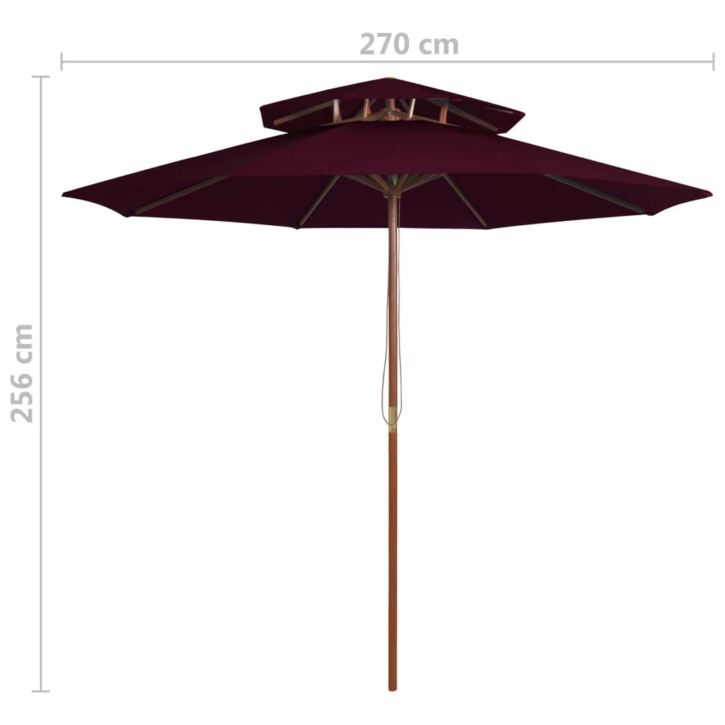 Ombrellone doppio con palo in legno 270 cm rosso bordeaux 02_0008443
