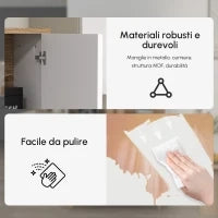 Credenza Cucina Alta Moderna con Armadietti e Cassetto, Mobile Dispensa con Ripiani regolabili, 98x39x180cm, Bianco e Legno| Aosom Italy