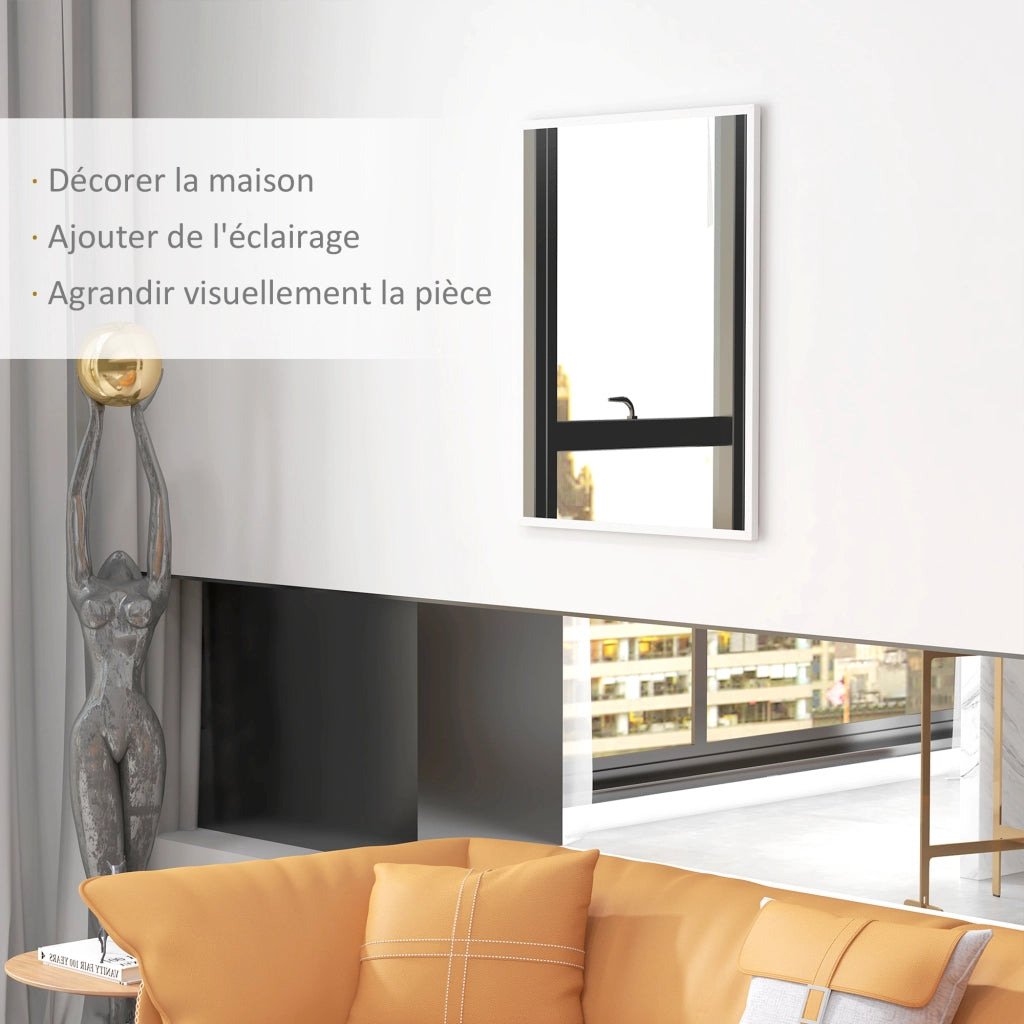 Specchio da parete rettangolare 90x70 cm ¨C zephmum ¨C bianco, legno