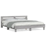 Letto matrimoniale | Letto per adulti | Giroletto Testiera Grigio Sonoma 200x200 cm Legno Multistrato