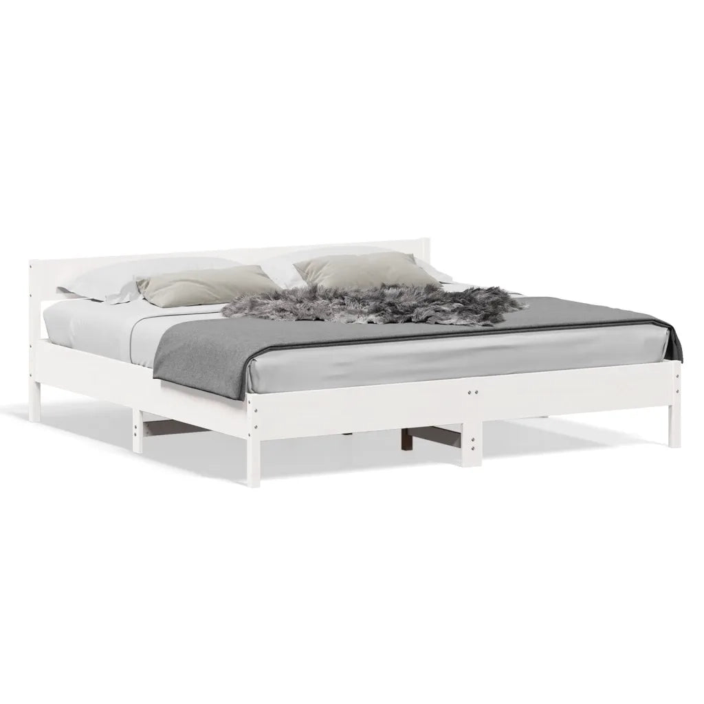 Giroletto senza Materasso-Struttura Letto Bianco 180x200 cm Legno Massello Pino 165172