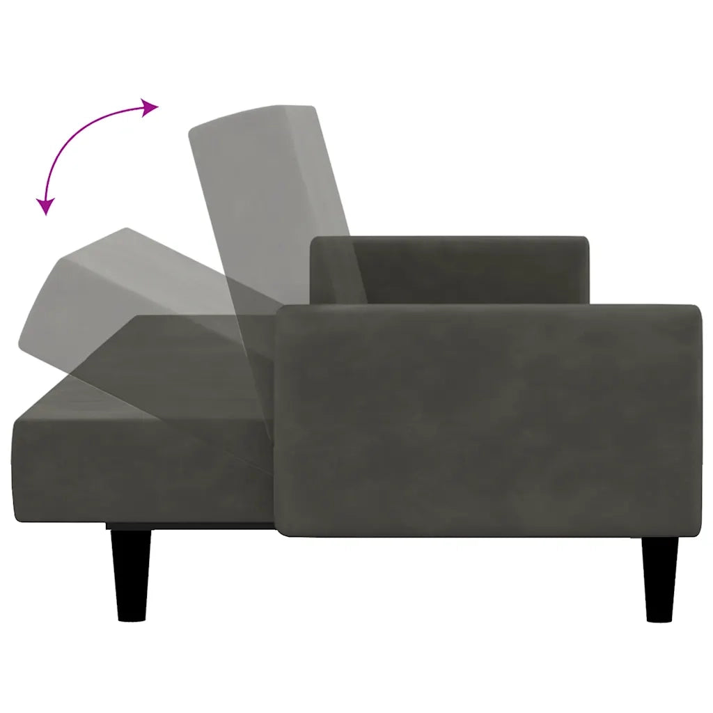 Divano Letto a 2 Posti Grigio Scuro in Velluto 375775