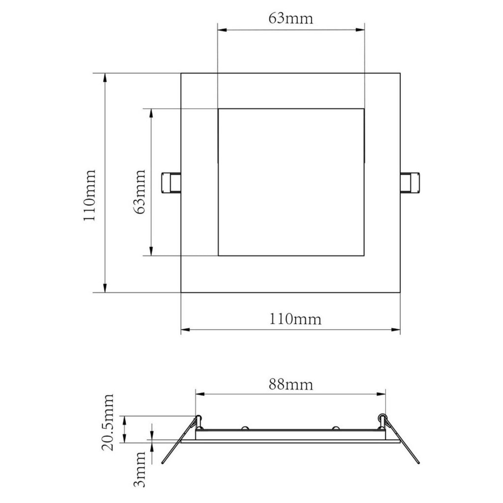 Faretto LED incasso pannello quadrato slim DMX RGB multicolore luce calda 24V impermeabile cromoterapia box doccia bagno 14W foro 90x90