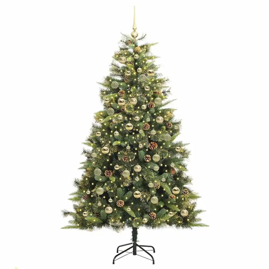 Albero di Natale artificiale pieghevole con coni Verde 180 cm 3395093