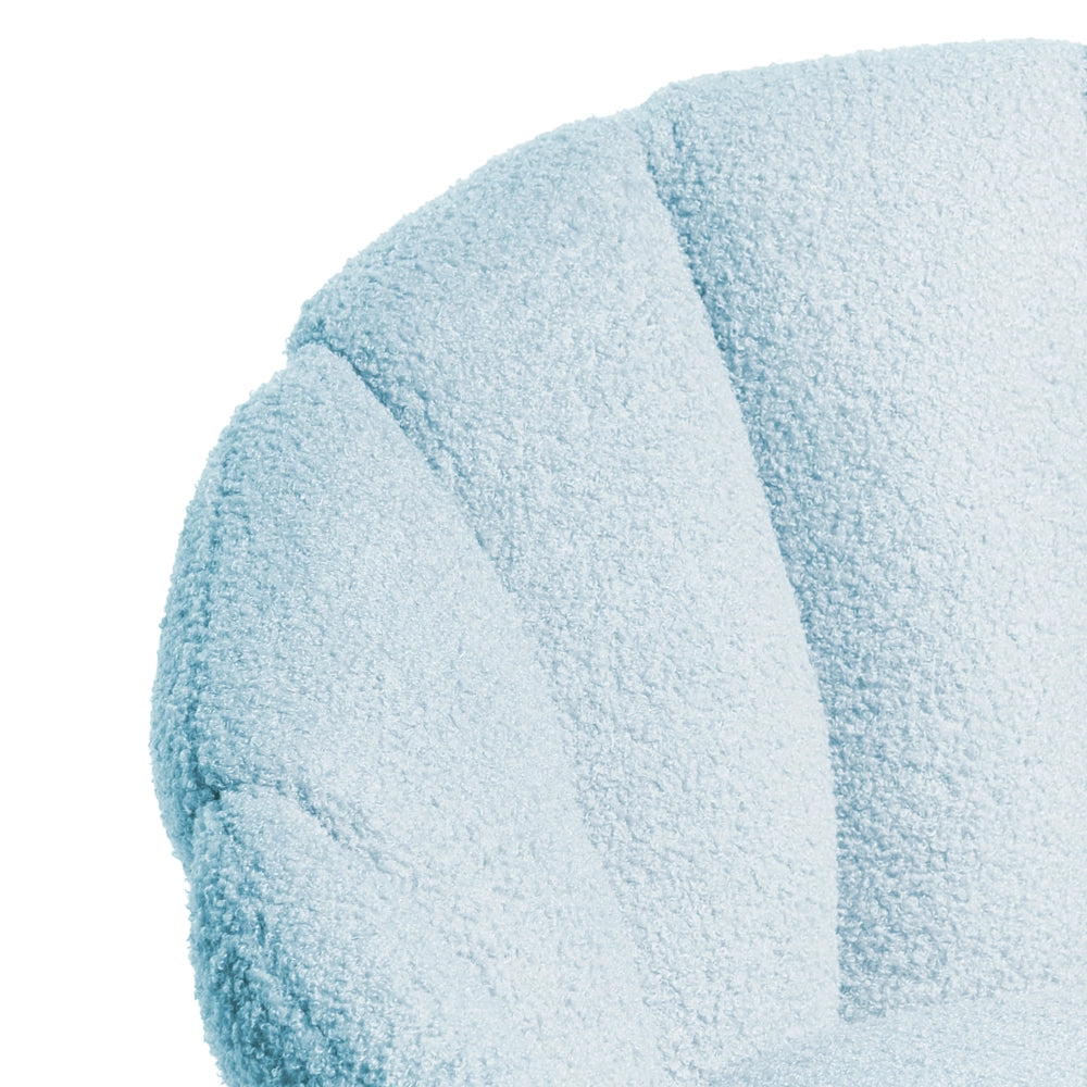 Elegante sedia da ufficio girevole in tessuto bouclè azzurro con base regolabile in altezza Design moderno Home Office