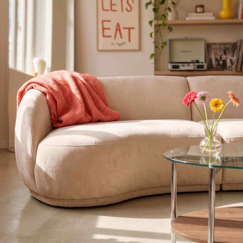 Divano in tessuto beige a 3 posti L 266 cm