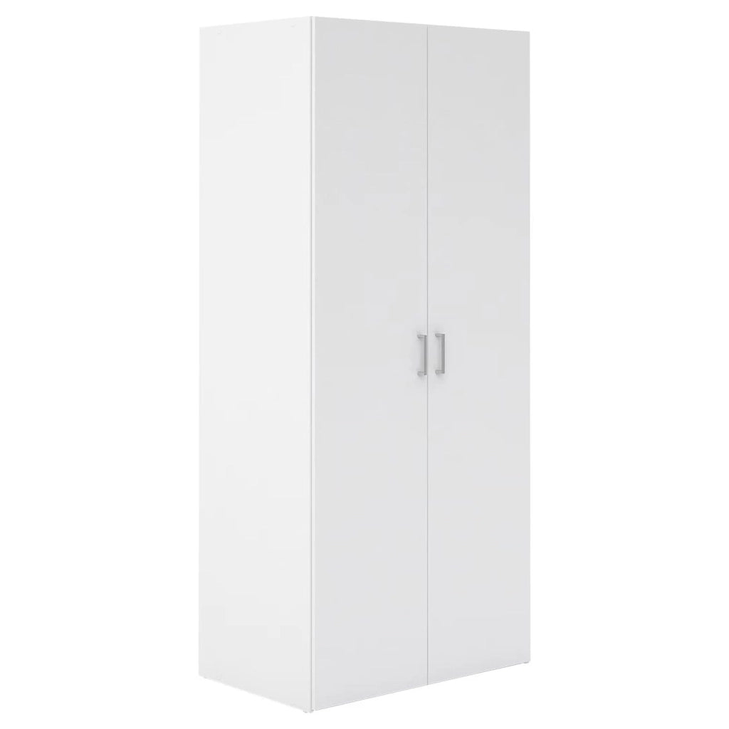 Armadio Multiuso Con 2 Ante Armadietto Battente Design Moderno Salvaspazio Vano Con Barra Appendiabiti E Ripiani Camera Da Letto Ingresso Lavanderia 77.6 x 49.52 x 175.4 Cm Bianco