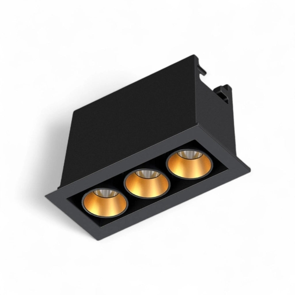 Faretto LED Incasso Rettangolare Triplo 6W CRI>90 Fascio 24° Nero – 3000K 4000K 6000K Colore della luce: Luce fredda