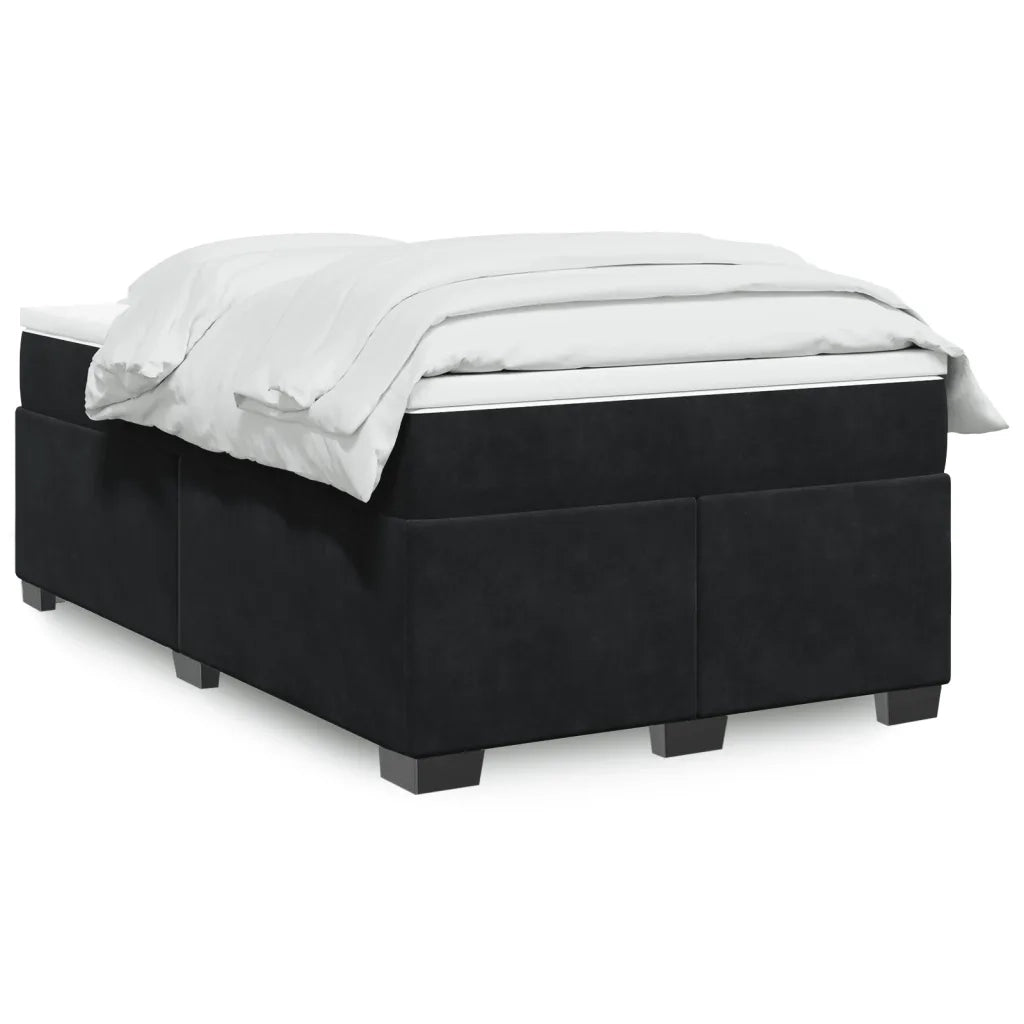 Giroletto a Molle con Materasso Nero 120x190 cm in Velluto