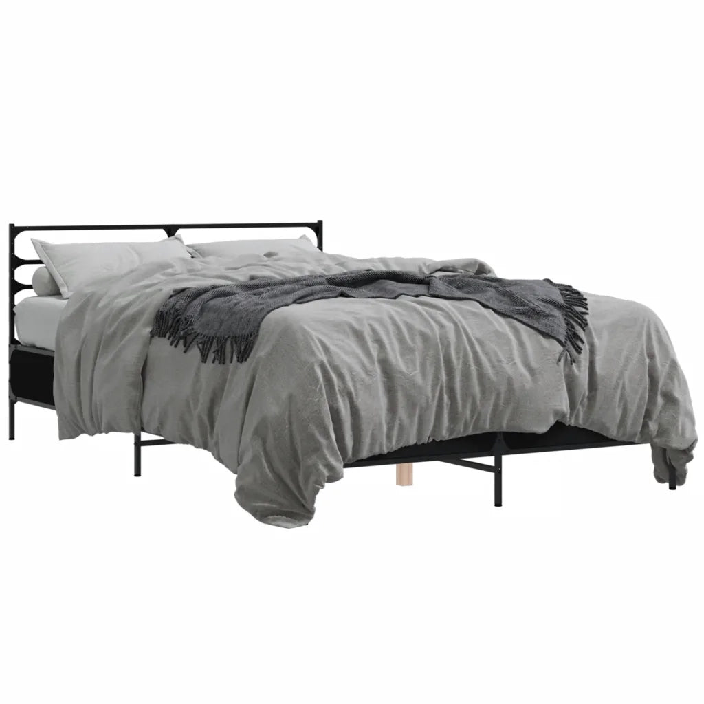 Giroletto Nero 135x190 cm in Legno Multistrato e Metallo 3280072