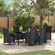 Set di Arredamento da Giardino 7 Pezzi Nero Rattan Polimerico