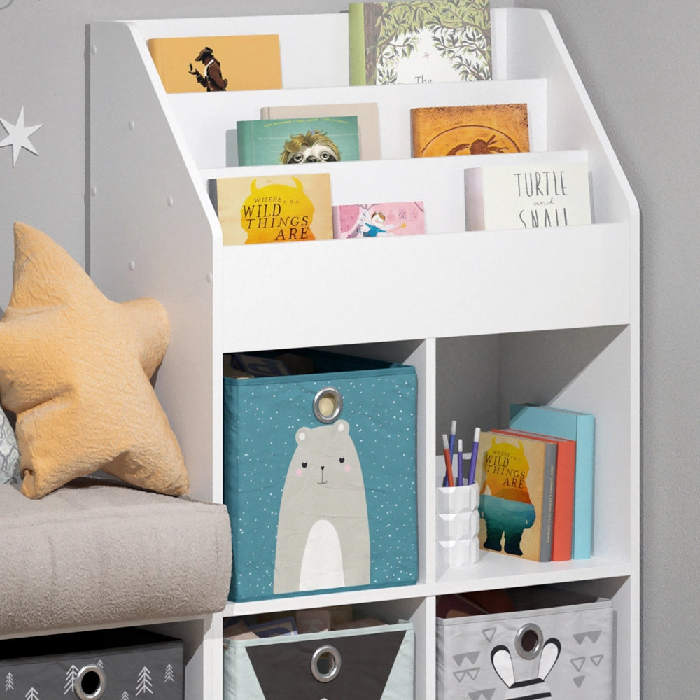 Vicco Libreria bambini Bianco 31.2 x 114.2 cm con 4 scatole pieghevoli