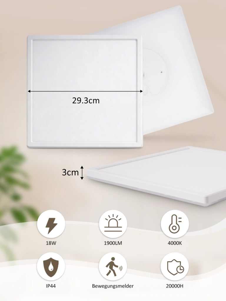 ZMH Lampada da Soffitto LED con Sensore di Movimento 18W 29cm Piatta 4000K Radar per Corridoio Scala