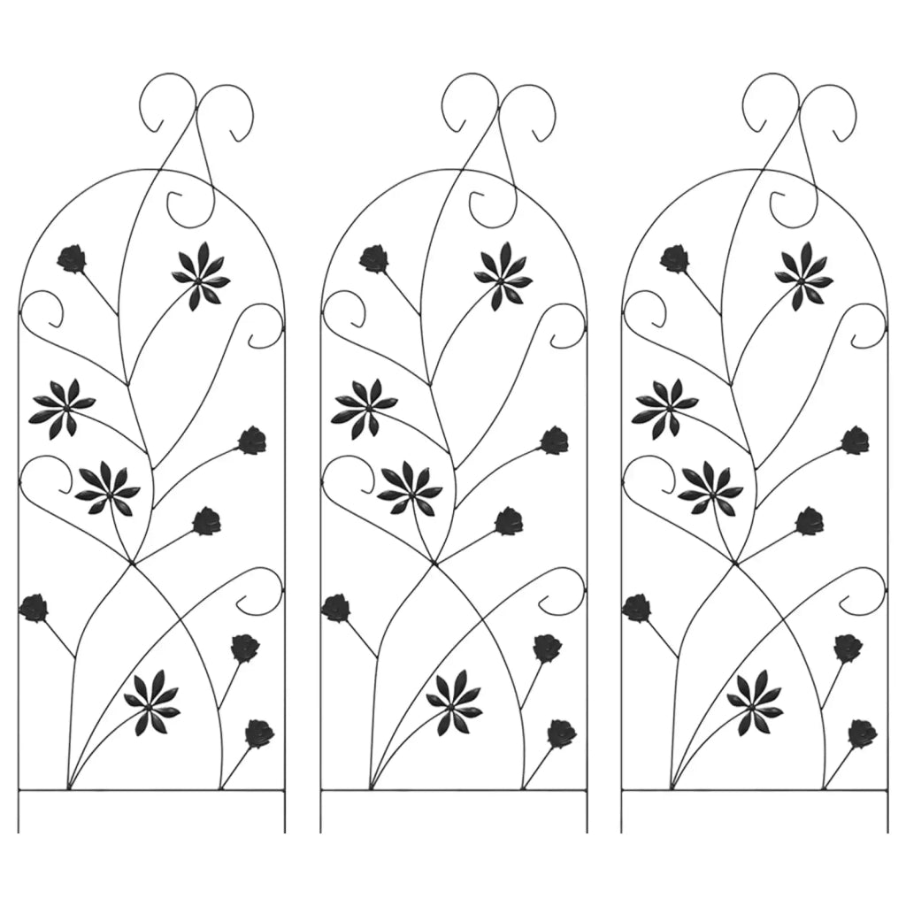 Recinzione per Giardino 3 pz Nero 112 x 39,5 cm Acciaio CFW3326196