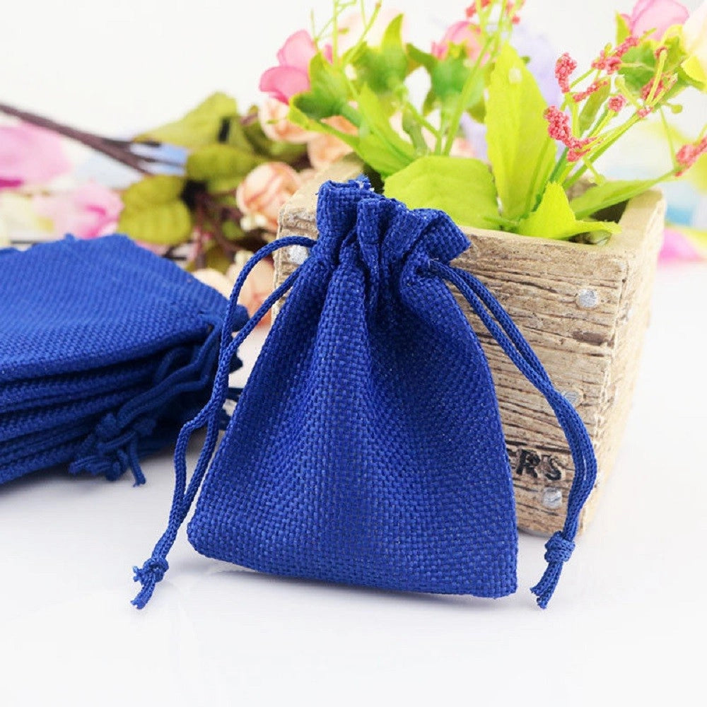 Trade Shop - 25 Veli Sacchetti Juta Blu Per Bomboniere Feste Decorazioni Cotillon -