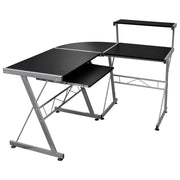 Scrivania angolare per computer/postazione di lavoro/unità studio 132 x 112 x 99 cm legno ingegnerizzato nero 02_0023732