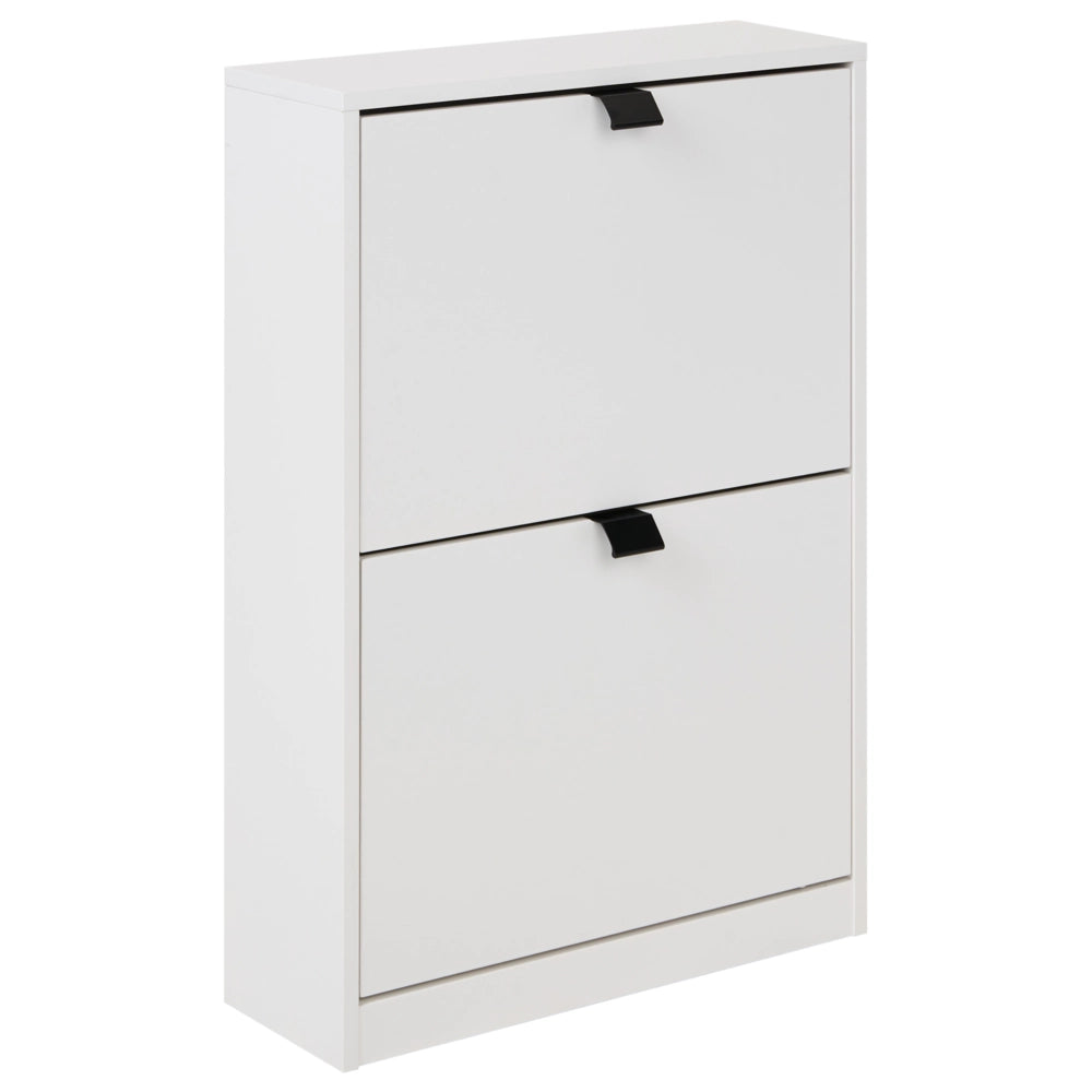 Scarpiera Bianca in MDF con 2 Scomparti Design Moderno per Ingresso