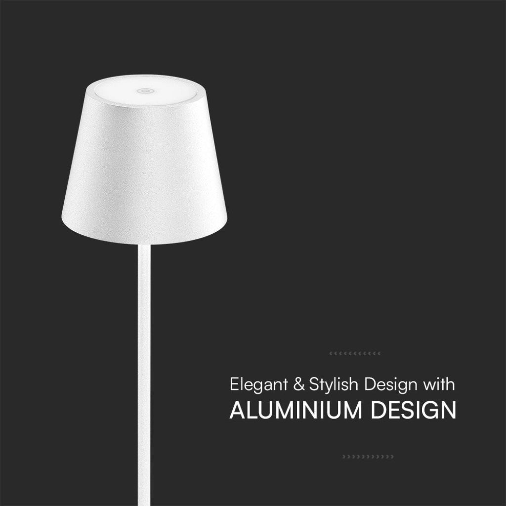 Lampada LED da Tavolo 1.5W Colore Bianco in Alluminio con caricatore Wireless e Touch Dimmerabile 3000K IP54 SKU 23445