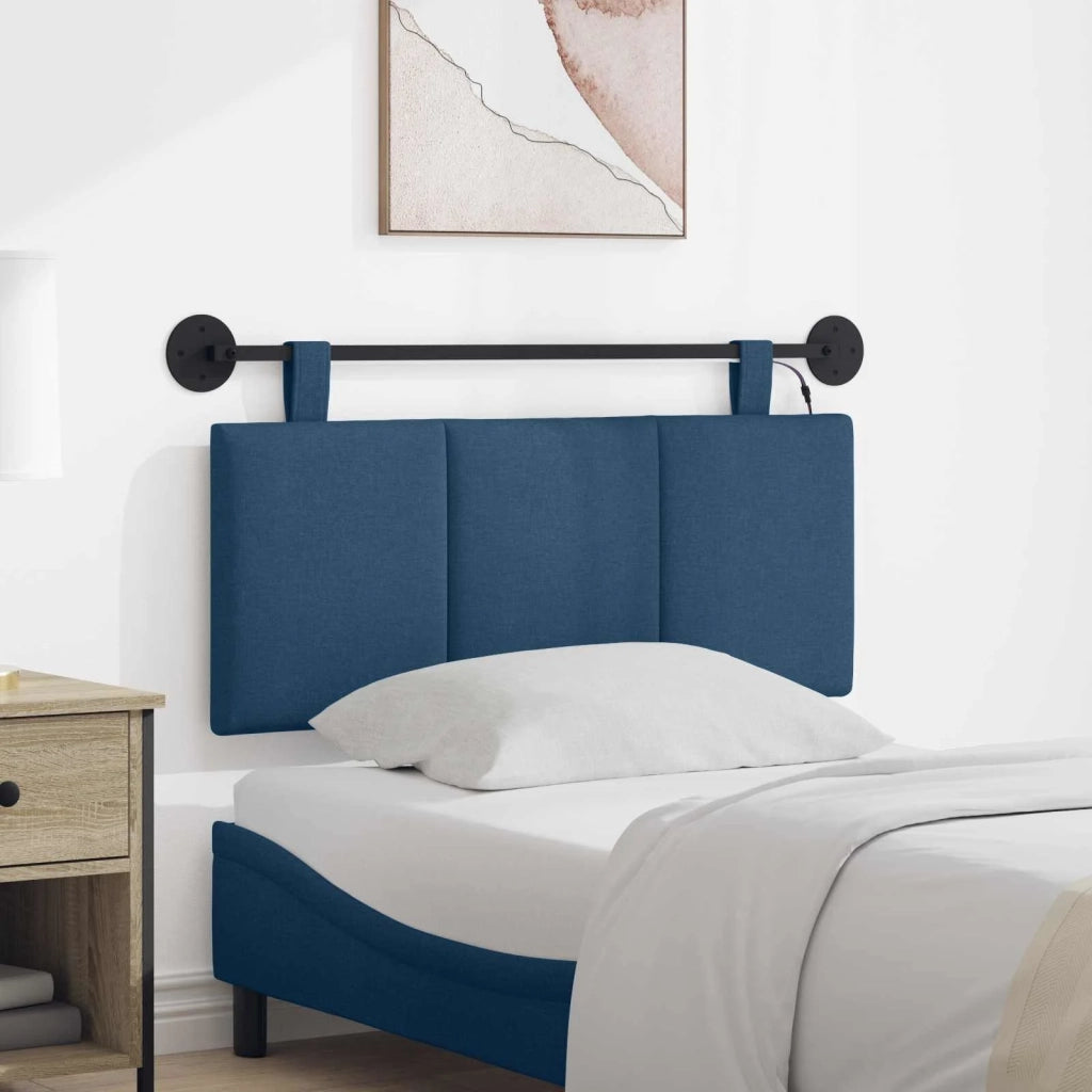 Testiera sospesa Con luce LED Blu Tessuto