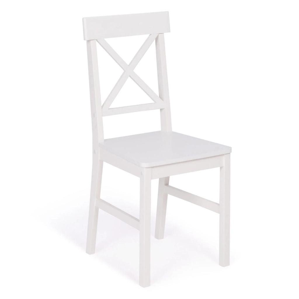 IDMarket - Set di 4 sedie da cucina SUZANNE in legno bianco con traverse