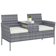 Set Giardino 2 Posti con Tavolino e Cuscini ¨C zephmum ¨C Polyrattan Nero 135x64x81 cm