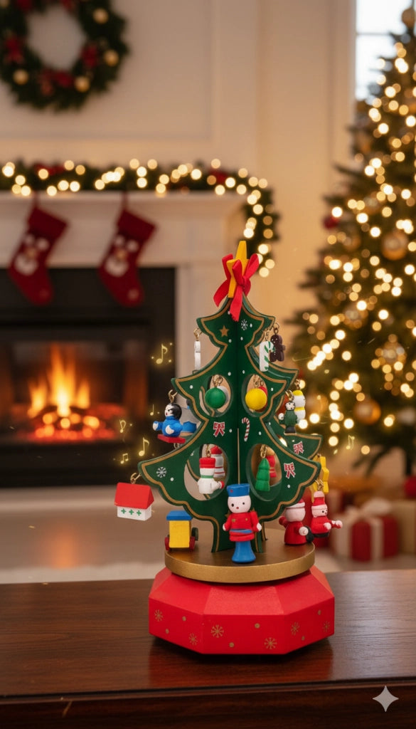 Carillon Natalizio a Molla H19 cm con Albero di Natale