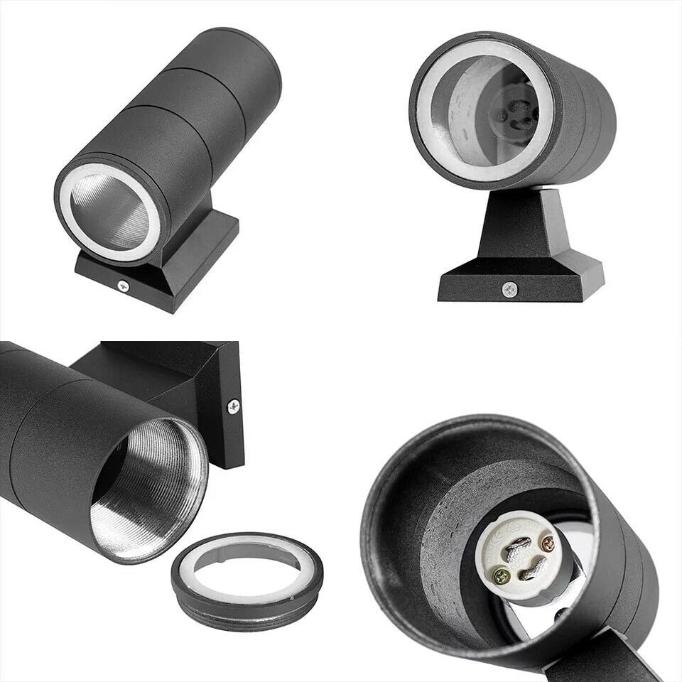 Applique Lampada da Muro Parete LED con doppia emissione GU10 per esterno IP65 Lampada Grigia Luce Calda 3000k