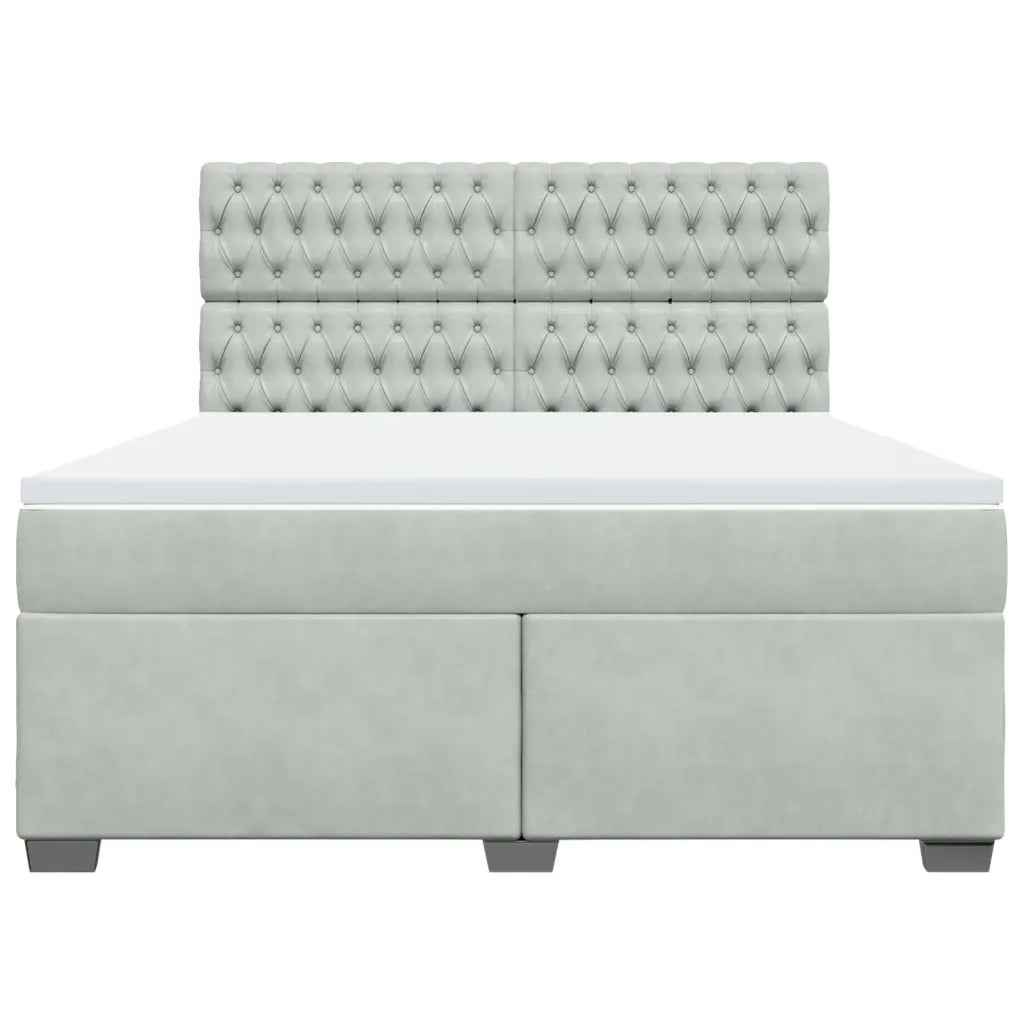 Giroletto a Molle con Materasso Grigio Chiaro 180x200cm Velluto