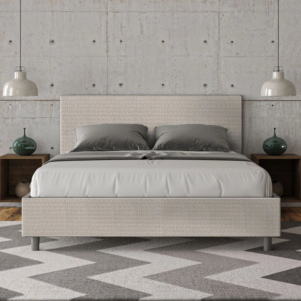 Letto Matrimoniale 160x190 cm con Rete Adele Labirinto 01 Bianco
