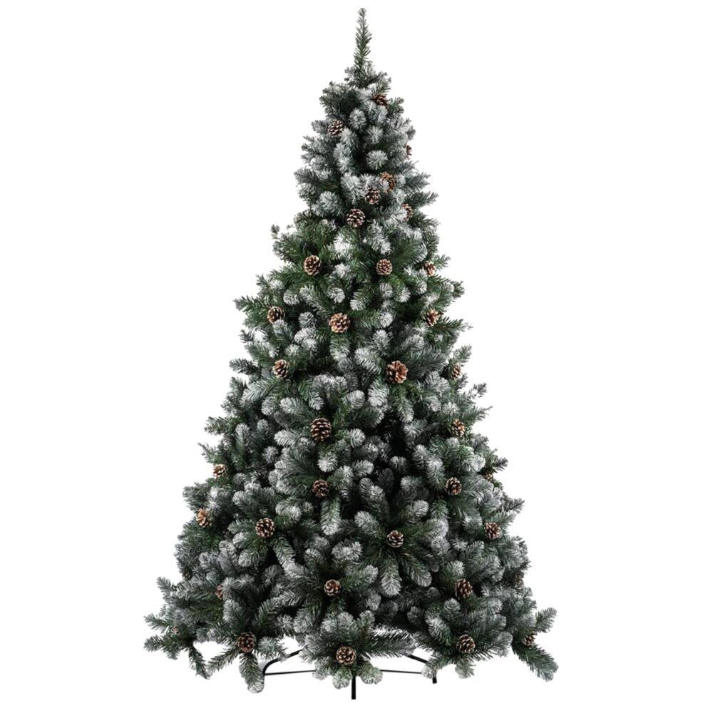 Albero Di Natale Innevato Marilleva 180cm 690 Rami Super Folto con Pigne