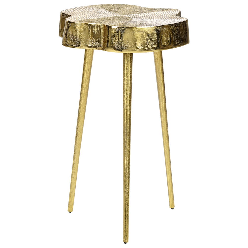 Tavolino in metallo dorato 30 x 30 x 50 cm Tavolino d'angolo Effetto legno Lucido Soggiorno Glam