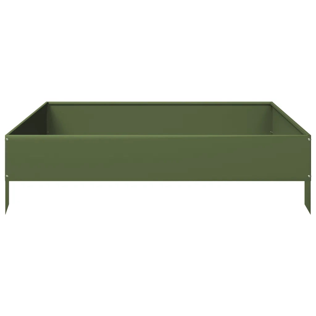 Fioriera Rialzata Giardino-Vaso da Esterno-Supporto per Vaso Verde Oliva 100x100x26 cm Acciaio