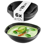 Set di 6 ciotole in vetro KADAX da 19 cm per insalata, zuppe e snack, colore nero.