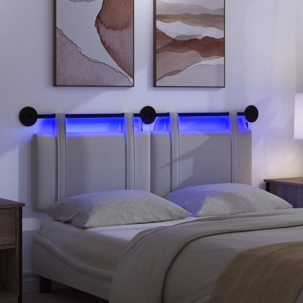 Testiera sospesa Con luce LED Bianco Tessuto 3423916