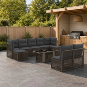 Set Divano da Giardino 10 pz Grigio polyrattan 3436529