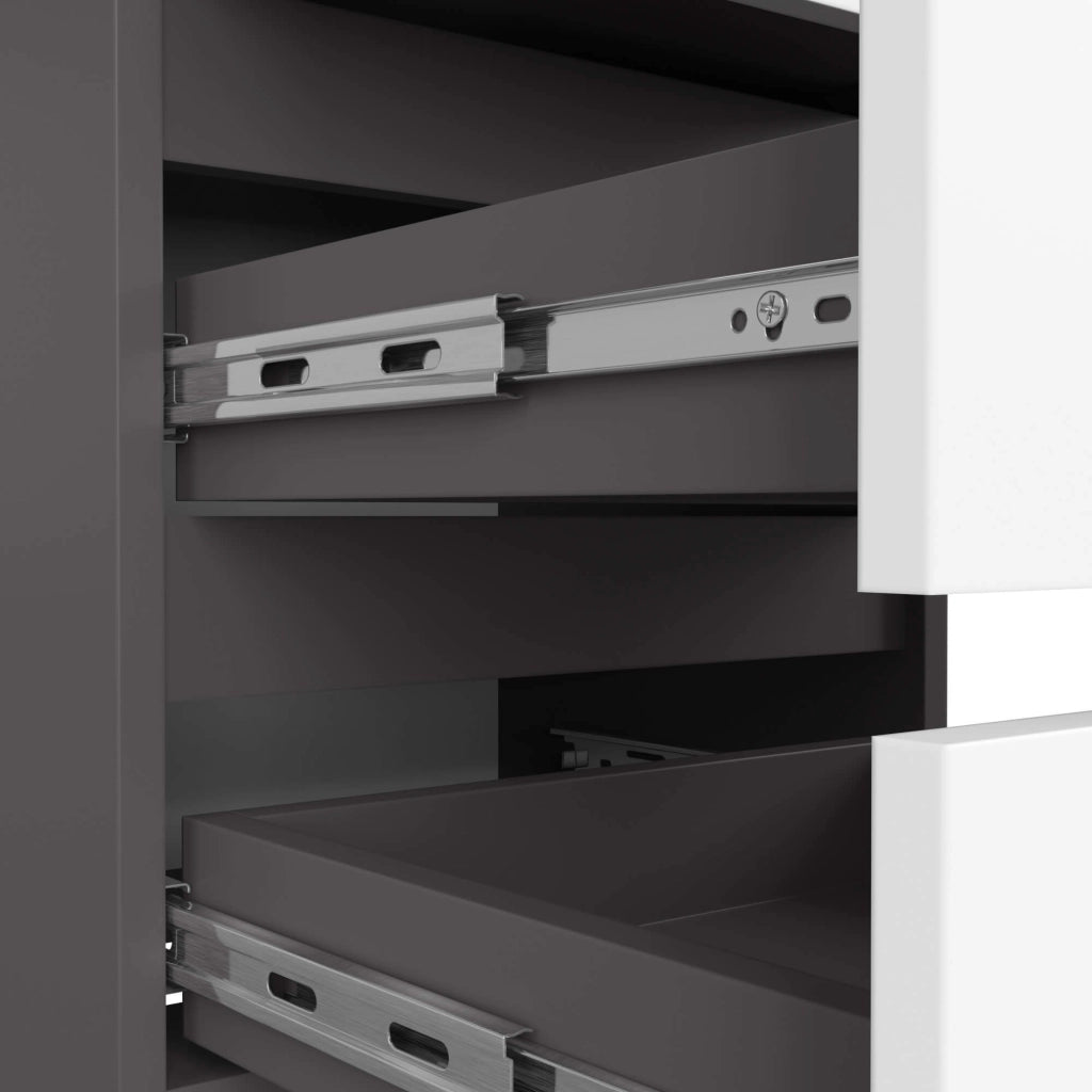 Comodino AKORD CL3 Grigia Grafite 40 cm 3 cassetti inserto frontale Bianco 40x35x57 cm