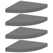 4 pz Scaffali Angolari a Parete | Mensola sospesa Grigio Lucido 35x35x3,8 cm MDF