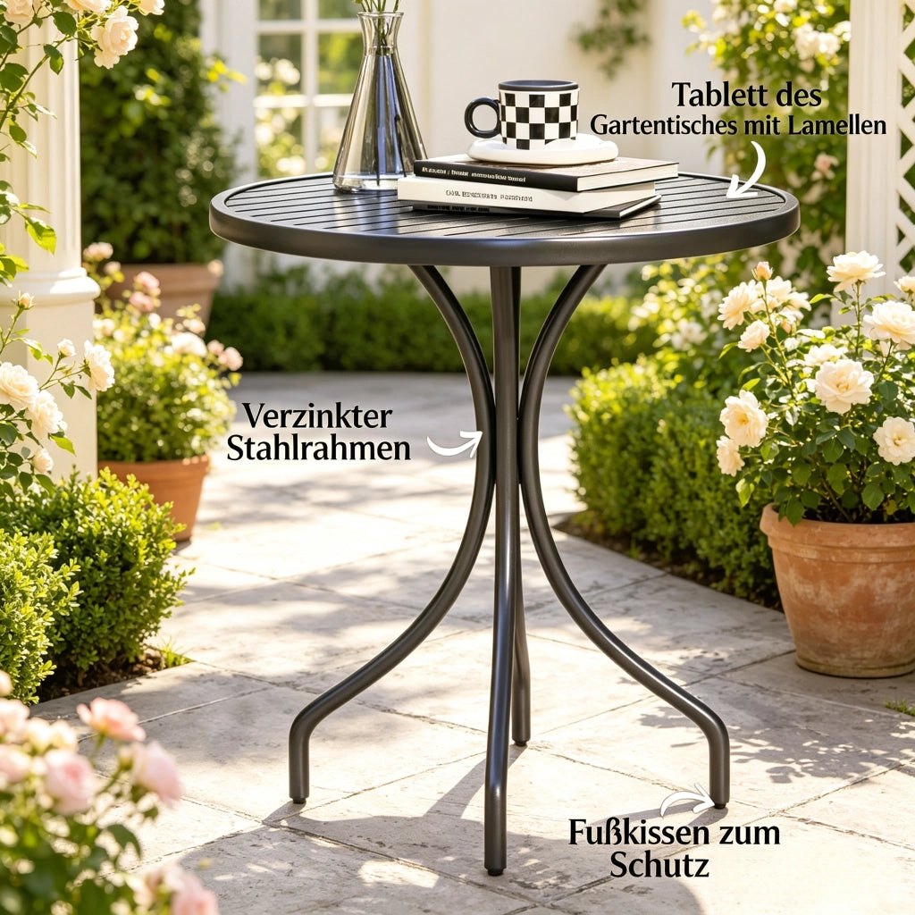 TAVOLO Bistrot da giardino rotondo Ø66 cm in acciaio nero