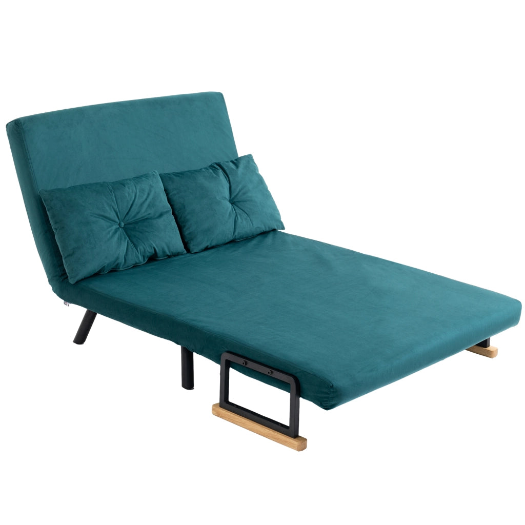 Divano Letto Matrimoniale 3 in 1 Vellutato con Schienale Regolabile in 5 Livelli e Cuscini, Blu Scuro