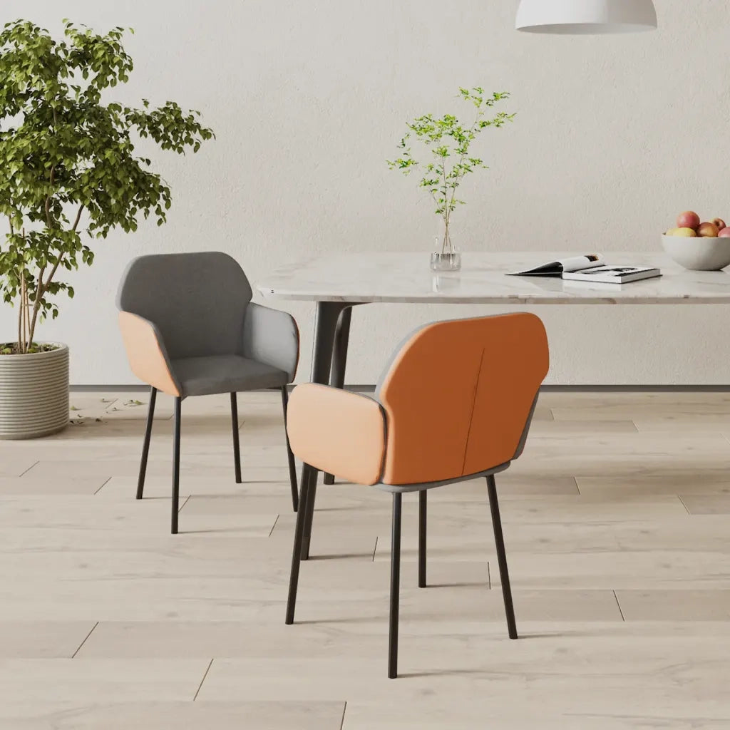Sedie da Pranzo 2 pz Grigio Chiaro in Tessuto e Similpelle cod mxl 20644