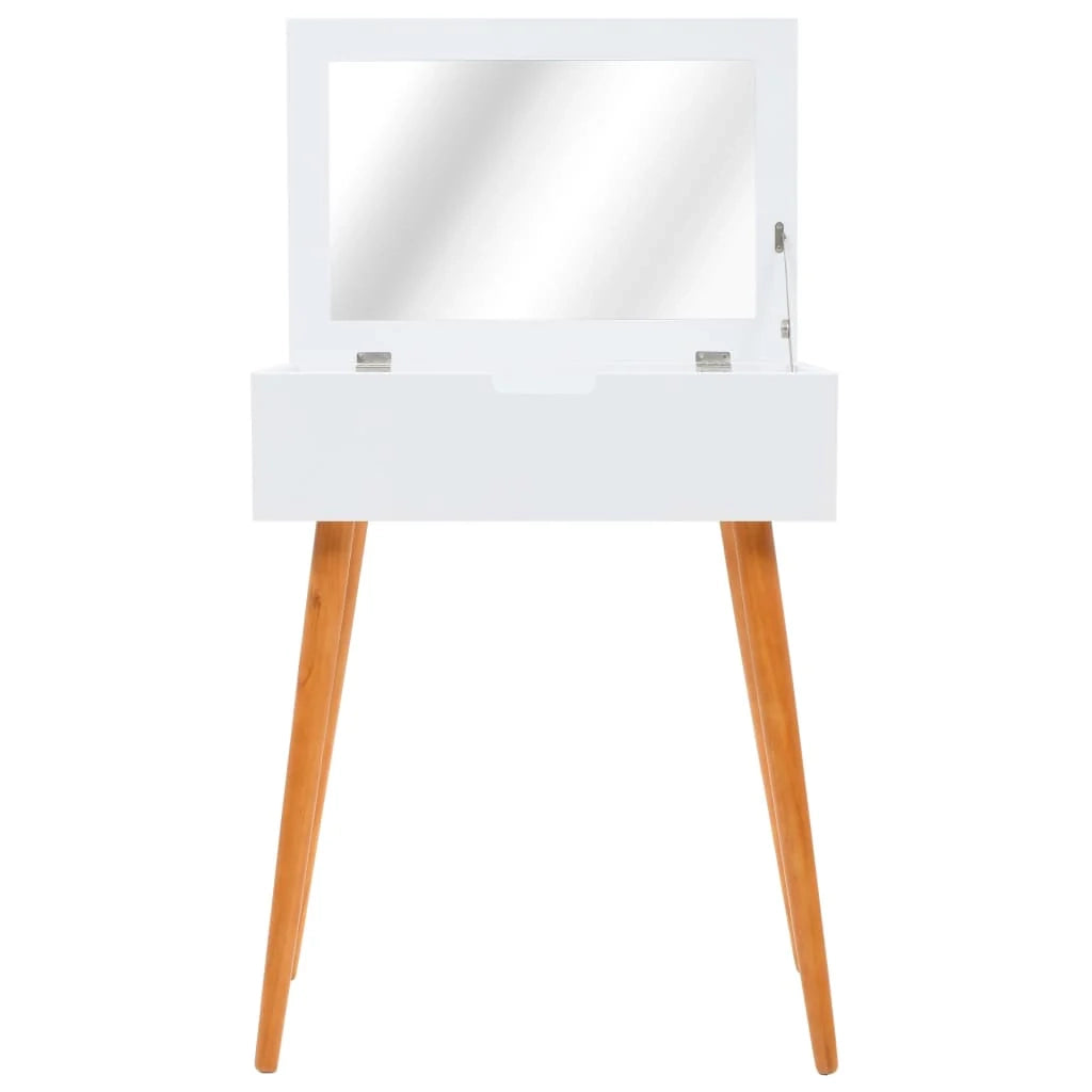 Toeletta tavolo da trucco di design mobile da camera da letto con specchio 60 x 40 x 75 cm MDF bianco 02_0006292