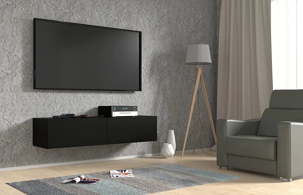 MOBILE TV PORTA TV STAND TV SOGGIORNO BINGO 140x40x30cm NERO OPACO