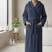 Satina, Accappatoio 100% Cotone con Cappuccio, blu
