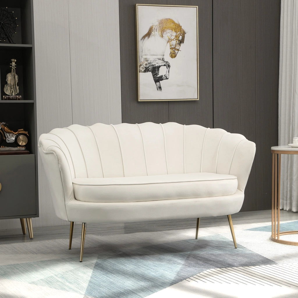 DIVANO 2 POSTI 130x77x77 cm Crema in acciaio stile vintage