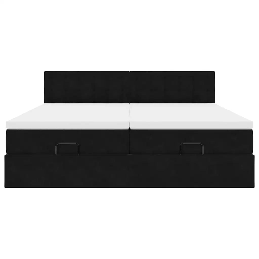 vidaXL Struttura Letto Pouf con Materassi Nero 200x200 cm Velluto