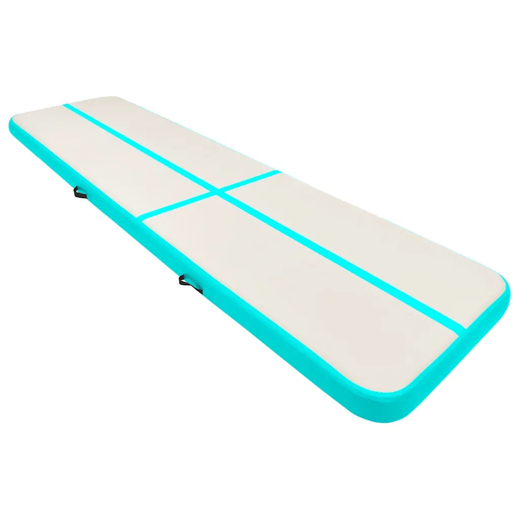 Tappetino Ginnastica Gonfiabile e Pompa 600x100x20cm PVC Verde CFW8566484