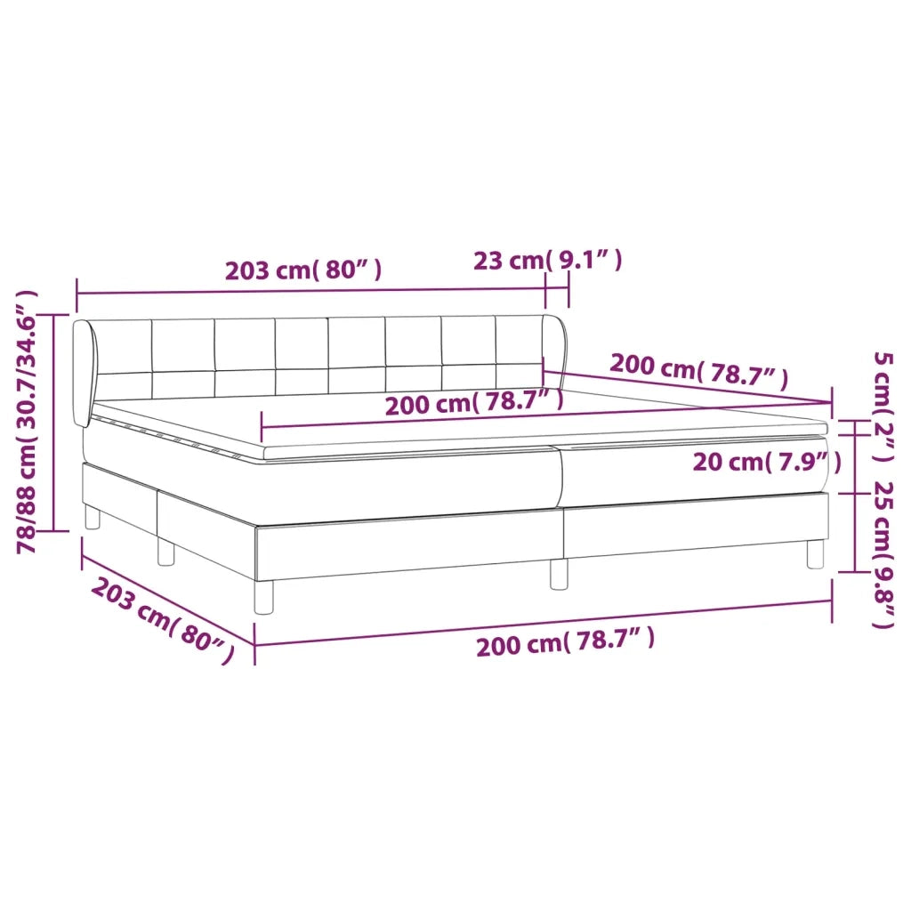 Giroletto a Molle con Materasso Marrone Scuro 200x200cm Tessuto
