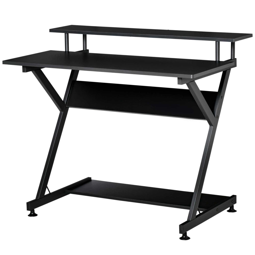 Scrivania Gaming 100 cm con Supporto Monitor ¨C zephmum ¨C Legno e Metallo Nero